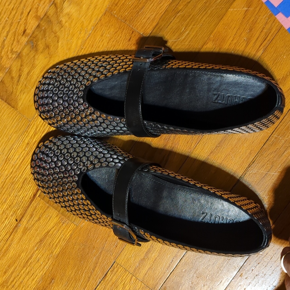 SCHUTZ Black Studded Mary Jane Flats - Picture 5 of 6